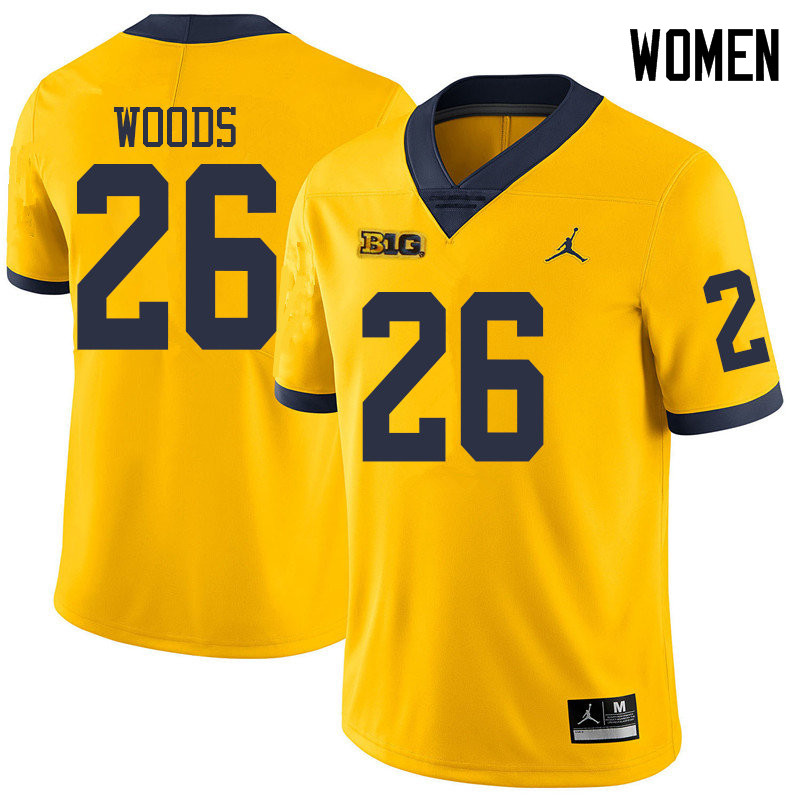 Jordan Brand Women #26 J'Marick Woods Michigan Wolverines College Football Jerseys Sale-Yellow